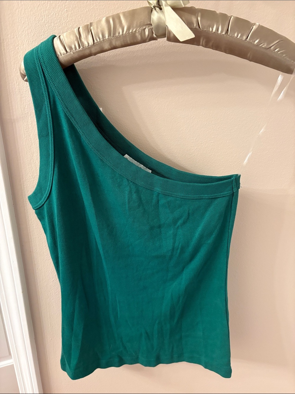 Michael Stars One-Shoulder Tank Top in Teal Green